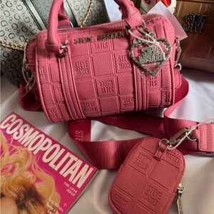 Steve Madden Embossed Satchel in Vibrant Pink